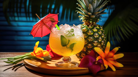 refreshing half pineapple fruitの素材