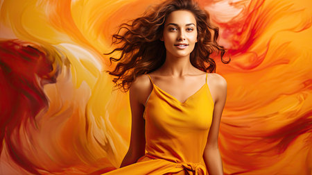 dress colorful background yellowの素材