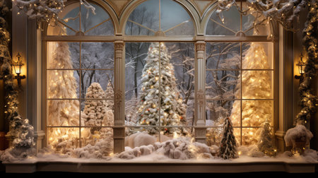 mansion christmas lights windowの素材