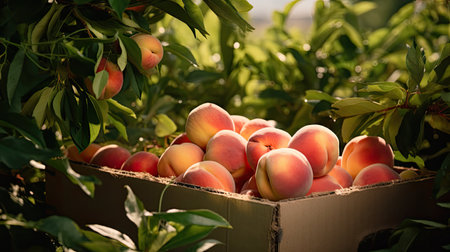 green box peach fruitの素材