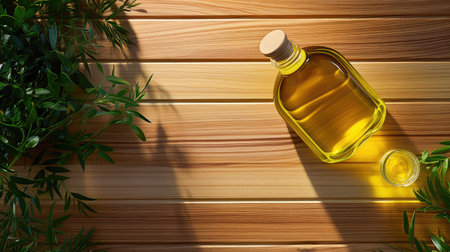 wooden cooking oil top viewの素材