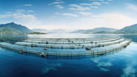 coastal seabass fish farmの素材