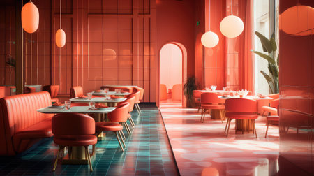 restaurant blurred coral interiorの素材