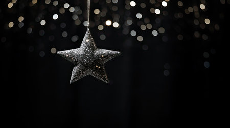 ornament silver glitter black backgroundの素材