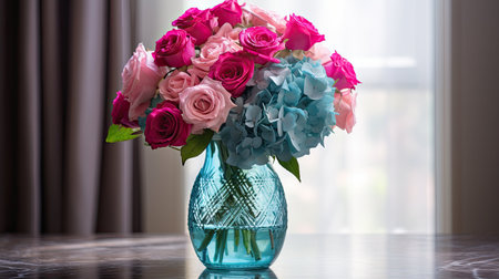 roses pink and tealの素材