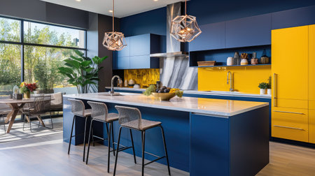 blue modern kitchen interiorの素材