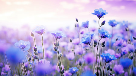 nature purple and blue flowersの素材