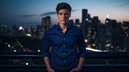 cityscape dark blue shirtの素材