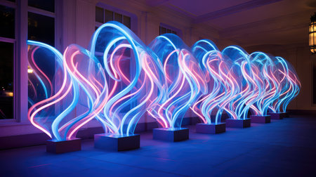 display pink blue neon lightの素材