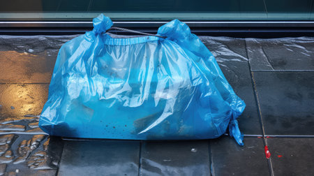 waste blue plastic bagの素材