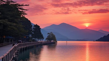 purple sun moon lakeの素材