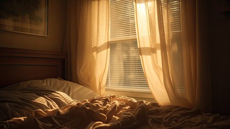 bedroom light through windowの素材