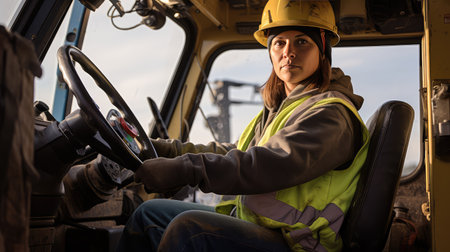 excavator female heavy equipment operatorの素材