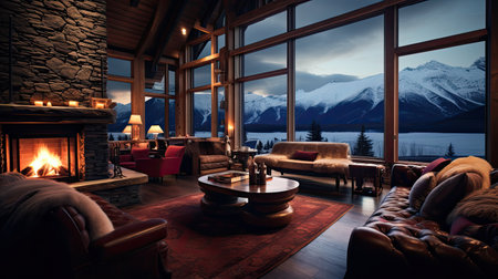 snow blurred interior alaskaの素材