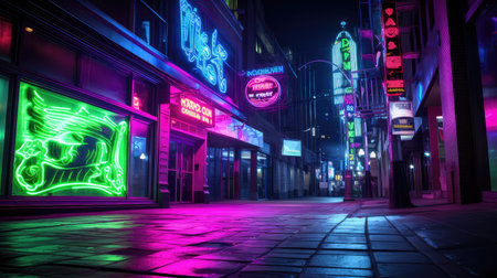 sign neon green and purpleの素材