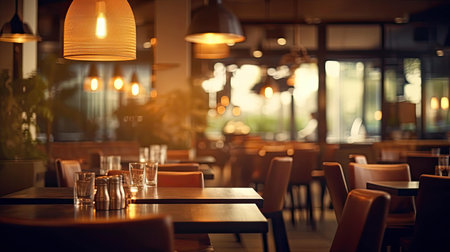 dimly blurred interior restaurantの素材