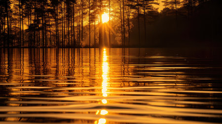 lake light flash on goldの素材