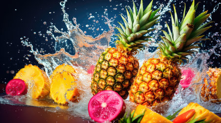 refreshing background pineapple fruitの素材