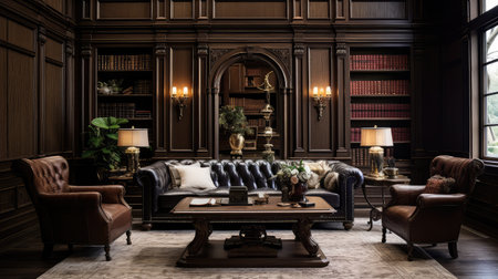 study dark wood panelingの素材