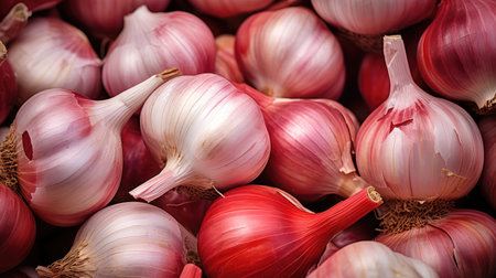 glossy red garlic freshの素材