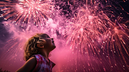 night fireworks pinkの素材