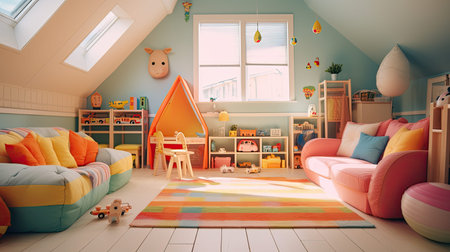 playful blurred colorful home interiorの素材