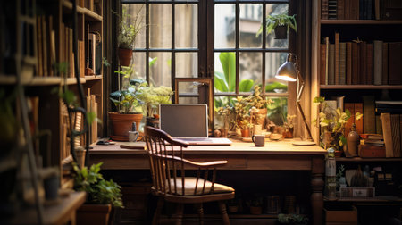 vintage blurred interior home officeの素材