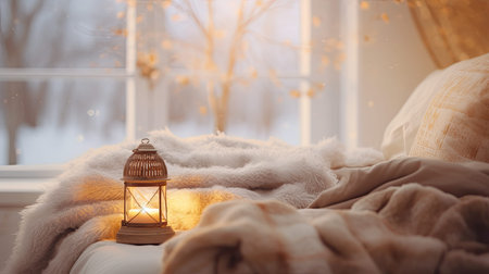 blankets blurred winter home interiorの素材