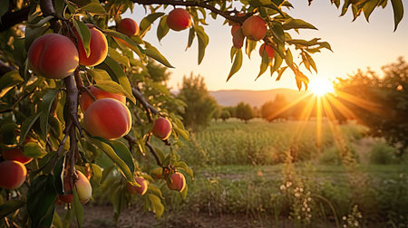 trees nectarine peach fruitの素材