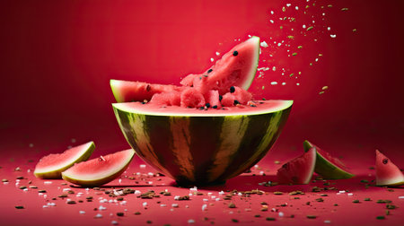 sorbet dessert watermelon backgroundの素材