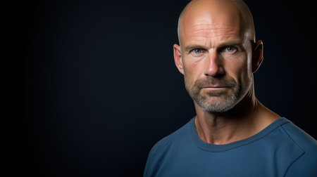 confidence dark blue background portraitの素材