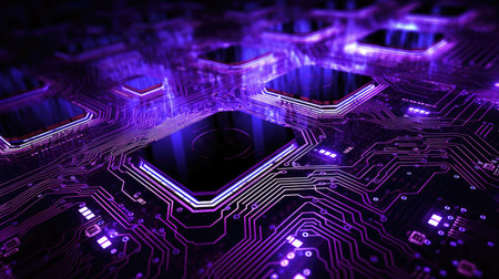 circuit technology background purpleの素材