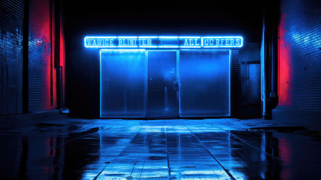 sign blue light dark backgroundの素材