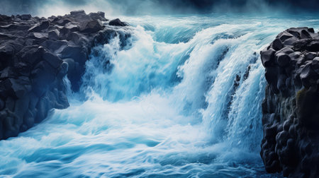 vibrant blue water waves illustration pool powerful, mesmerizing awe, wonder dynamic vibrant blue water wavesの素材