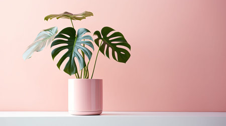 stylish pink monsteraの素材