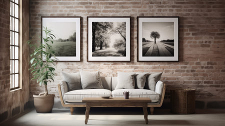 brick interior with frameの素材