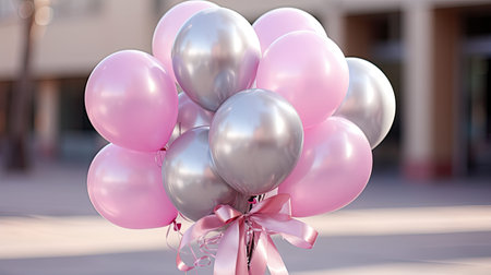 stylish pink and silver balloonsの素材
