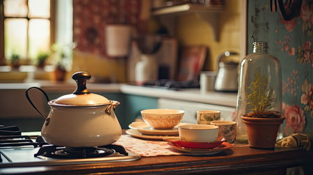 stove blurred vintage interiorの素材