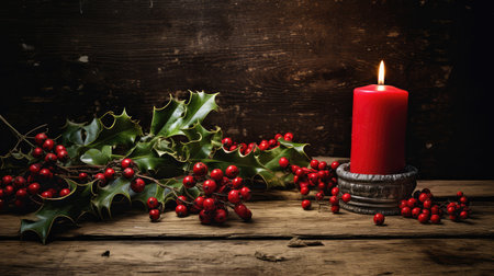 table sprig of hollyの素材