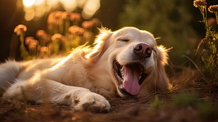 teeth golden retriever faceの素材