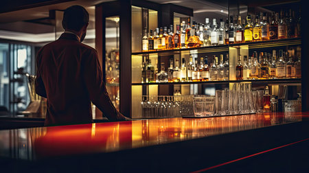 bartender blurred interior design hotelの素材
