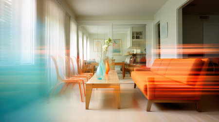 vibrant blurred house interior blurの素材