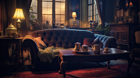 cozy blurred victorian interiorの素材