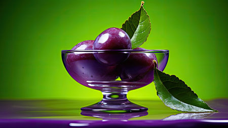 glass dessert plum isolatedの素材