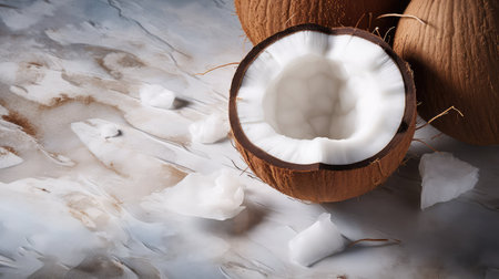 photograph cracked coconut backgroundの素材