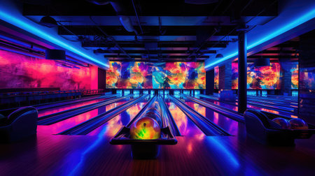 glow bowling neon lightの素材