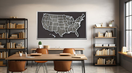 classroom grey us mapの素材