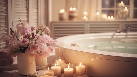bathtub blurred bright home interiorの素材