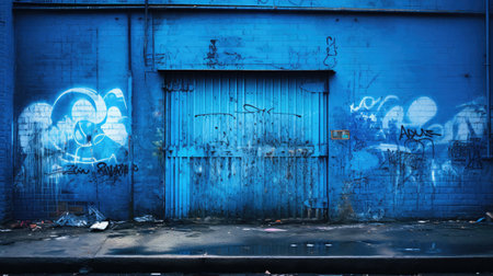 graffiti blue industrial backgroundの素材