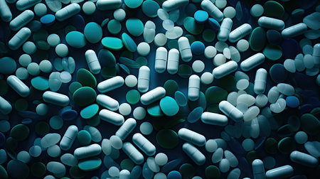 pills dark blue medical backgroundの素材